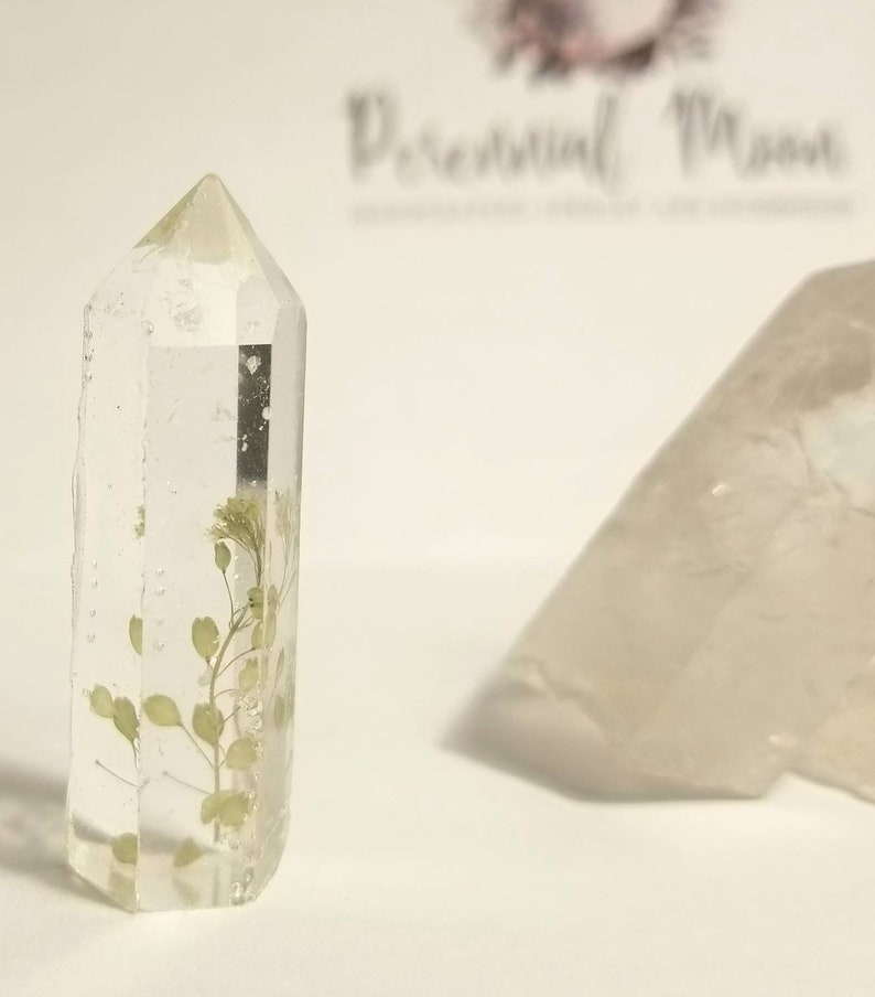 Flower crystal point wildflower terrarium bohemian decor hippie gifts Witch altar botanical treasure oddities flower crystal