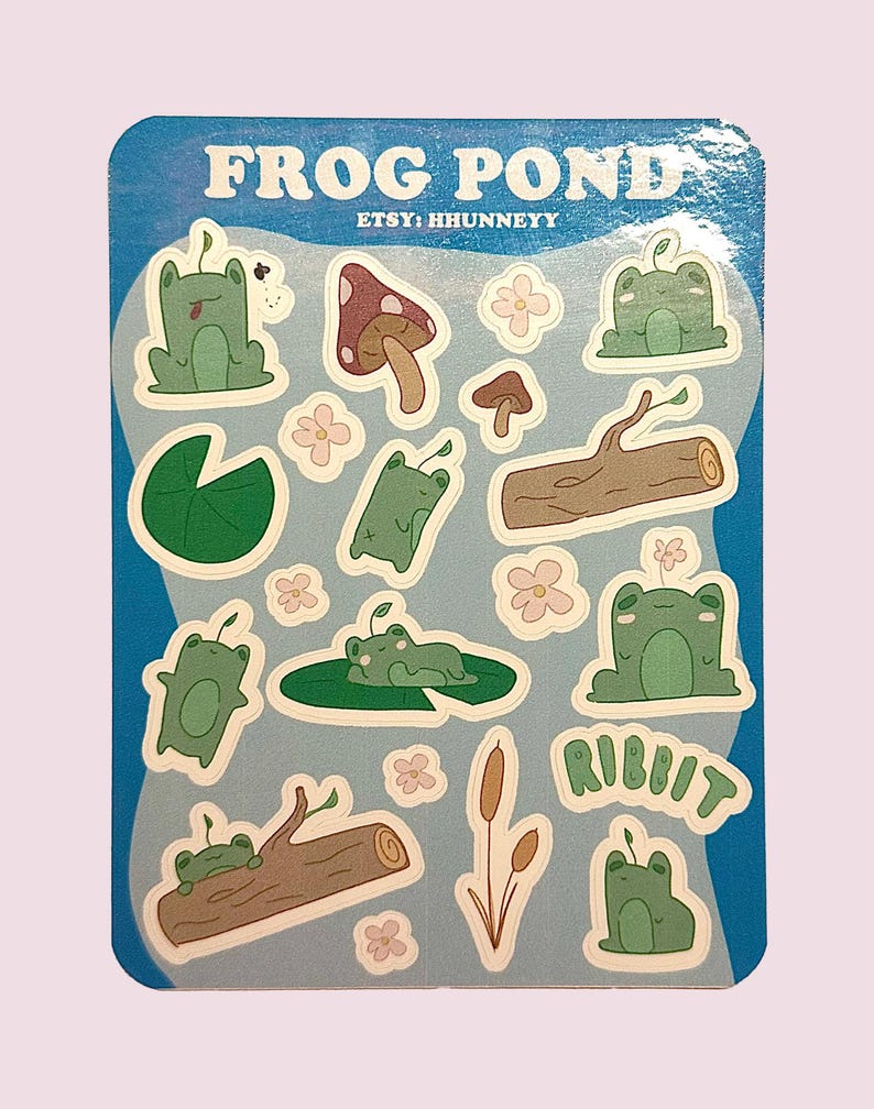 Cute & Funny Frog Stickers: 20ct for Laptops, Gifts, Decor - Aesthetic ...