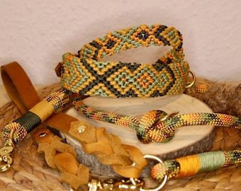 Paracordset „NaturLiebe“ | Hundehalsband & Leine | Paracord Halsband | Leder Hundehalsband | Hundeleine | Handmade