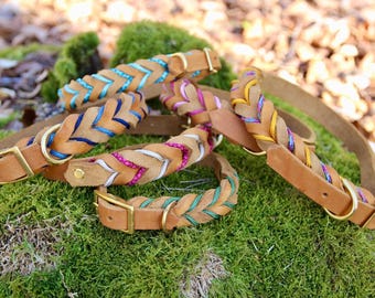Leather collar | Braided collar | EMMY