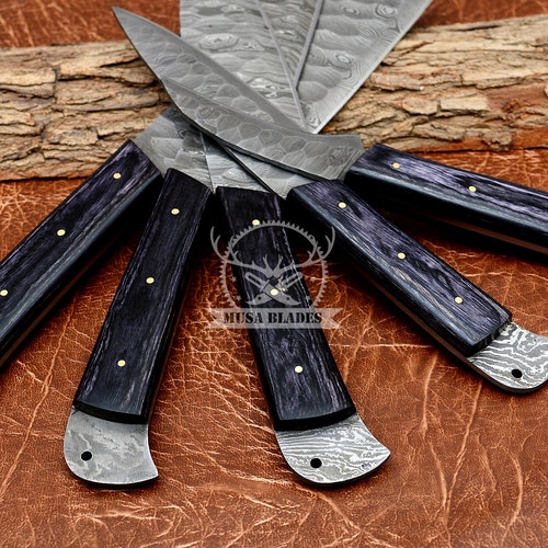 Damascus Steel 5 PCs Chef Knife Set shops Christmas Gift Handmade Kitchen Knife Set Wood Handles Sharp Edges Free Leather Roll Best Gift Birthday