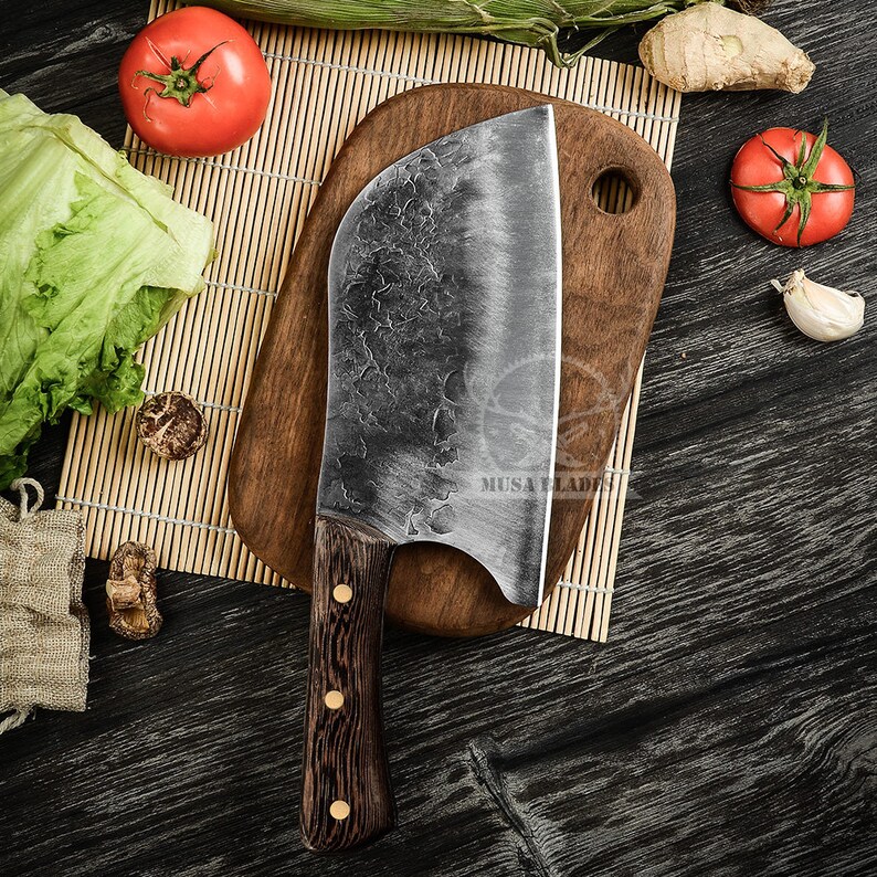 Full Tang Serbian Cleaver Knife Chef Chopper Knife Handmade Etsy