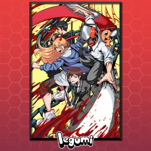 Chainsaw Man Team Up Poster - Denji Aki Power Kobeni Makima