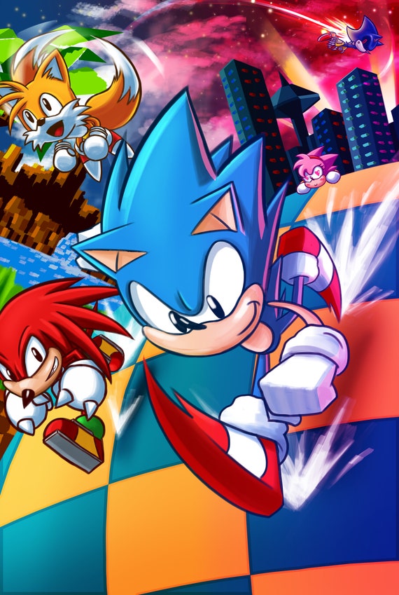 Sonic the Hedgehog Stickers classic Set 1 Fan Art Sonic SEGA 