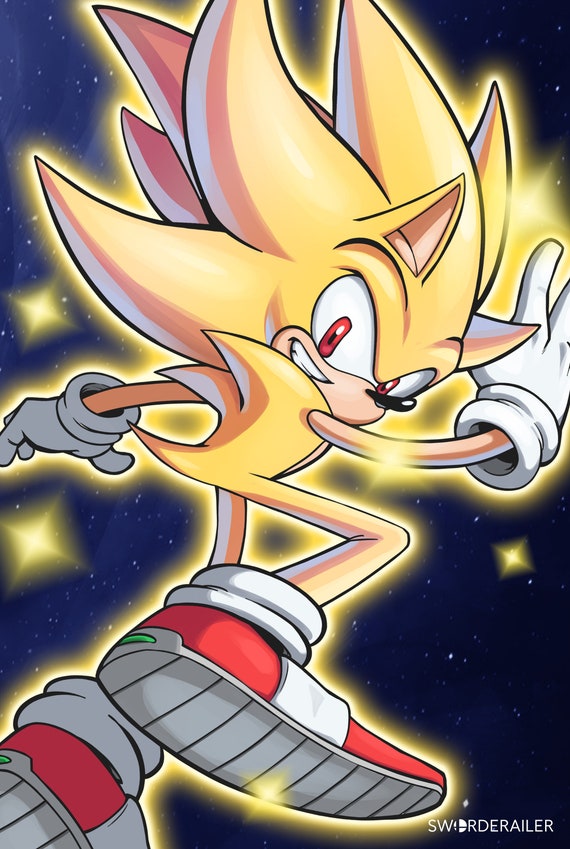 Super Sonic Sonic the Hedgehog Poster - Etsy Super Sonic Sonic the Hedgehog Poster - Etsy