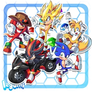 Set di adesivi del film Sonic - Sonic Shadow Knuckles Tails e Super Sonic