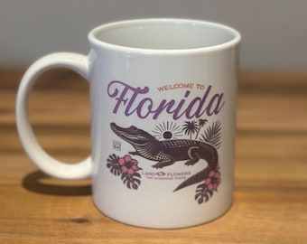 Welcome to Florida Mug | Gator, Flowers, Sunshine State