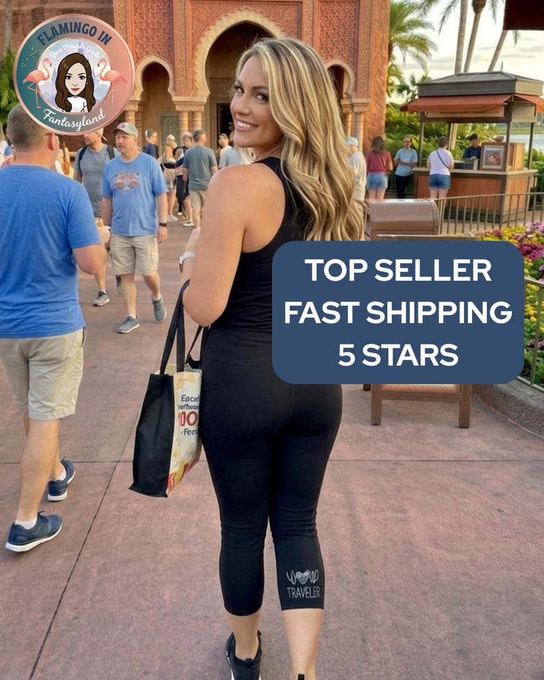 Best Day Ever Womens Capri Leggings | Theme Park Bounding | Florida Vacation Womens Leggings | California Vacation Leggings | Mouse Leggings image 1