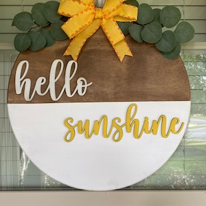 Hello Sunshine Door Hanger | Wooden Summer Door Hanger | Sunshine Decor