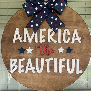 America the Beautiful Door Hanger | 4th of July Decor | Summer Door Hanger