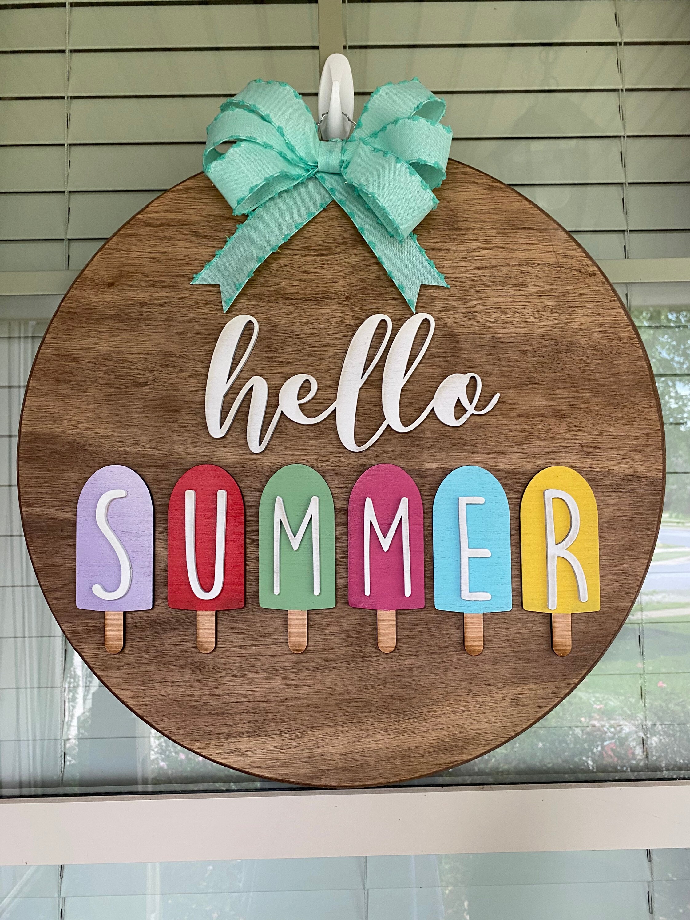 Hello Summer Door Hanger Summer Door Hanger Wooden Summer Etsy