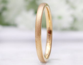 Minimalist Gold Wedding Band, Sandblasted Tungsten Ring, 2mm Womens Wedding Band, Simple and Unique Gold Ring, Custom Engraved Ring