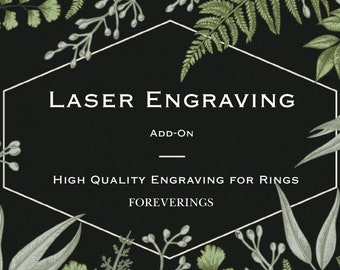 Lasergravur Add-On für Ringe Nur, Hochwertige Lasergravur, Benutzerdefinierte Lasergravur