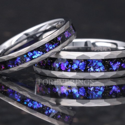 Crab Nebula Ring Set His and Her Tungsten Wedding Band 8mm & - Etsy