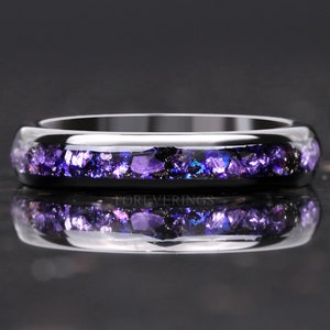 Crab Nebula Ring 4mm Tungsten Wedding Band Alexandrite Outer - Etsy