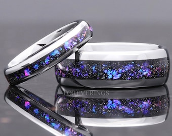 Orion Nebula Ring Set His and Her Tungsten Wedding Band 6mm - Etsy