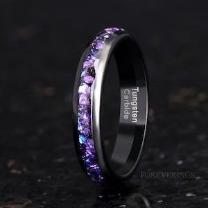 Crab Nebula Ring, 4mm Tungsten Wedding Band, Alexandrite Outer Space ...