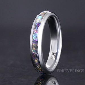 Anillo de nebulosa de velo de 4 mm, escoba de bruja, anillo espacial de tungsteno plateado, anillo de bodas para hombre y mujer, ajuste cómodo, cúpula, pulido