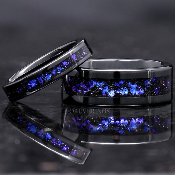 Orion Nebula Ring Set His and Her Ceramic Wedding Band 8mm & - Etsy