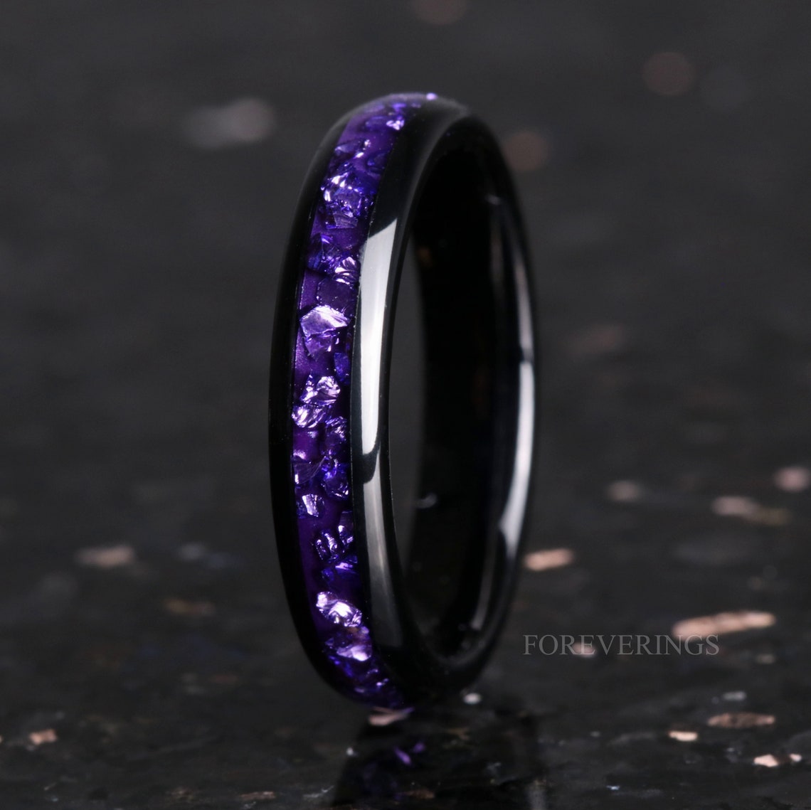 4mm Alexandrite Wedding Band Purple-Pink Color Changing Ring image 1