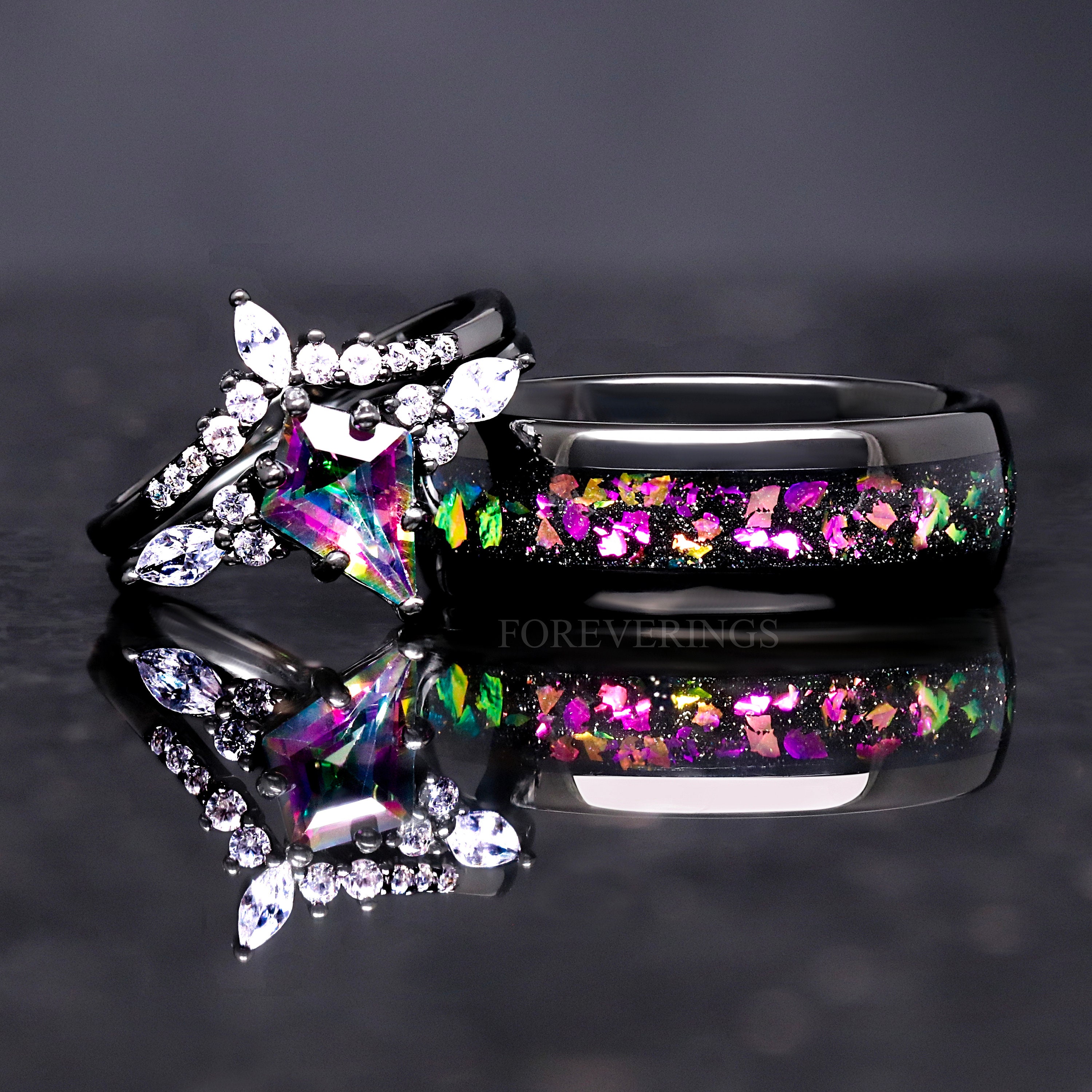 Cass Supernova Black Mystic Topaz Galaxy Ring, Alternative