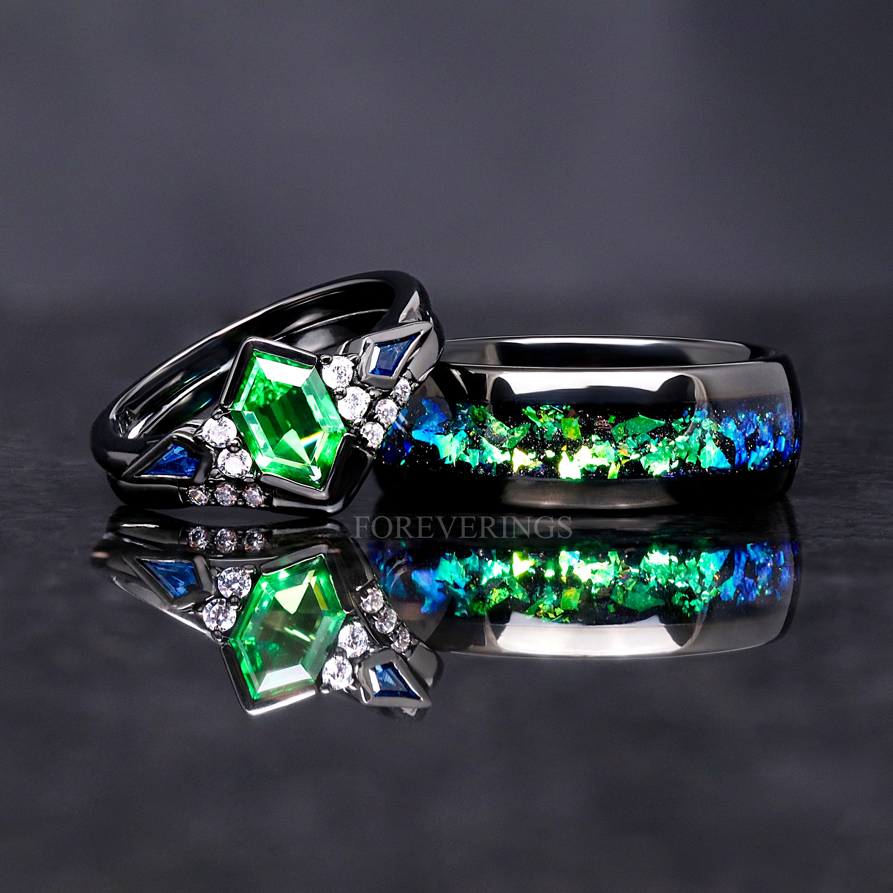 Black wedding rings female best sale