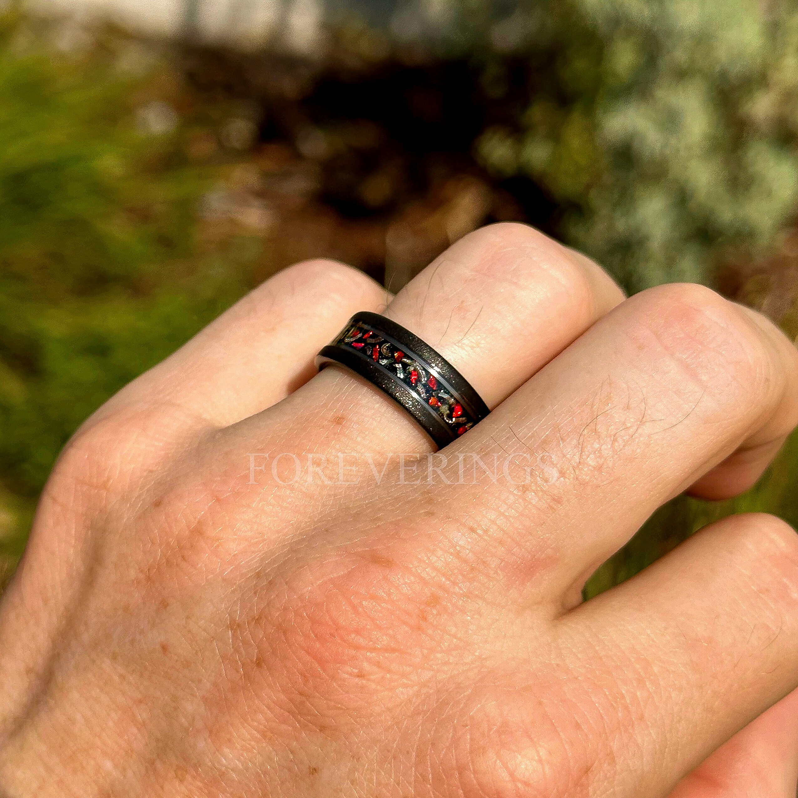 His Her Twirl Garnet & Opal Galaxy Ring Set, Black Nebula His Her Twirl Garnet & Opal Galaxy Ring Set, Black Nebula