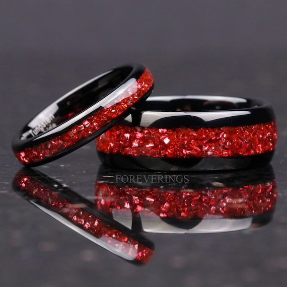 Blue Meteorite Engagement Wedding Rings Set | Sterling Silver Solitair