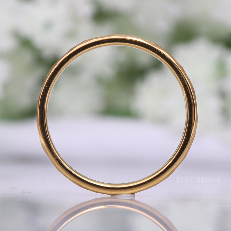 Hammered Gold Ring, Thin Wedding Band, Matte Gold Tungsten Ring, 2mm-4mm Mens Womens Wedding Band, Simple and Unique Ring, Ring Engraving image 5