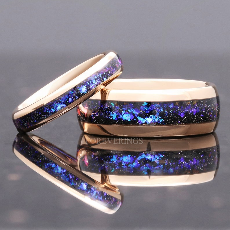Orion Nebula Ring Set His and Her Tungsten Wedding Band 8mm Etsy