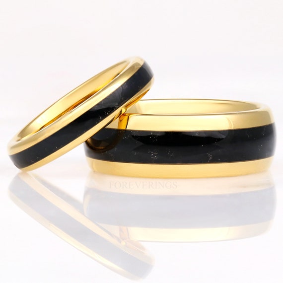 ## 2. His and Her Wedding Ring Sets Black Plated