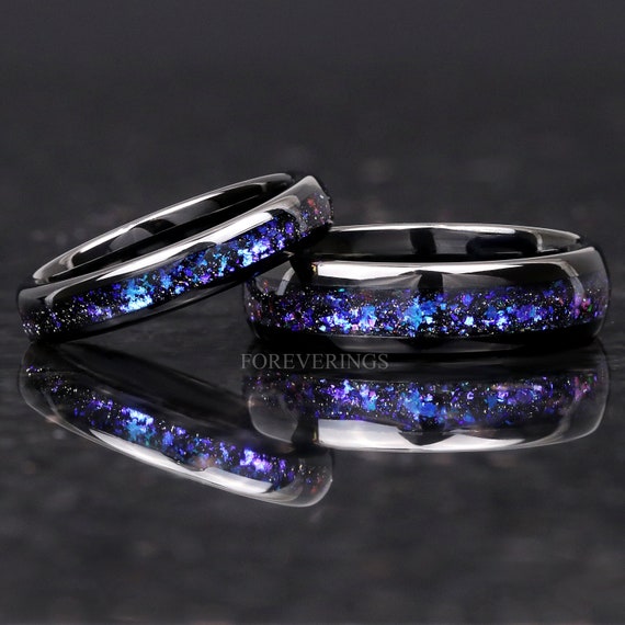 Orion Nebula Ring Set His and Her Tungsten Wedding Band 6mm - Etsy