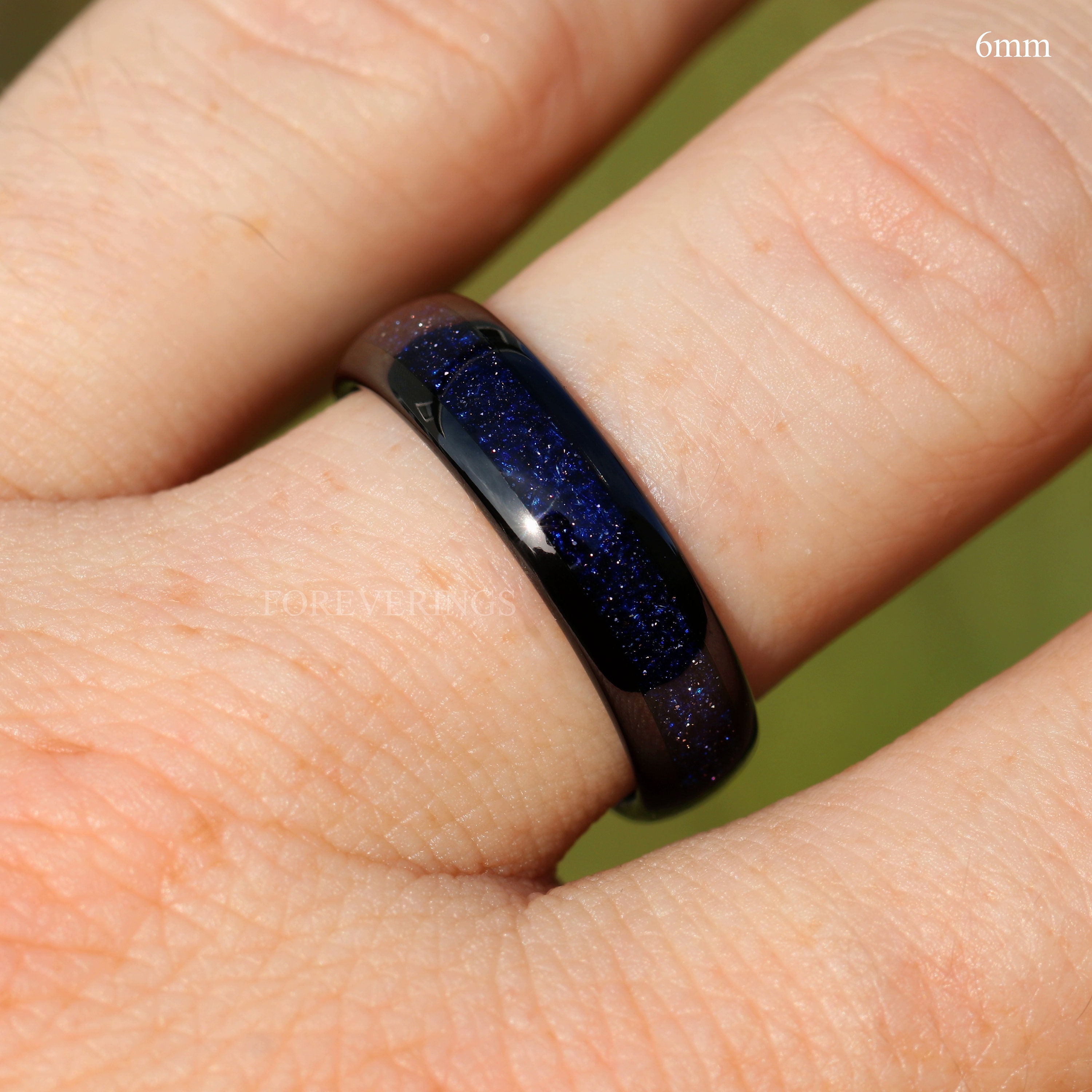 Great Rift Nebula Ring Set, His and Hers Tungsten Wedding Band, 6mm & 4mm  Black Ring, Outer Space Couples Ring, Polish, Dome, Comfort Fit 