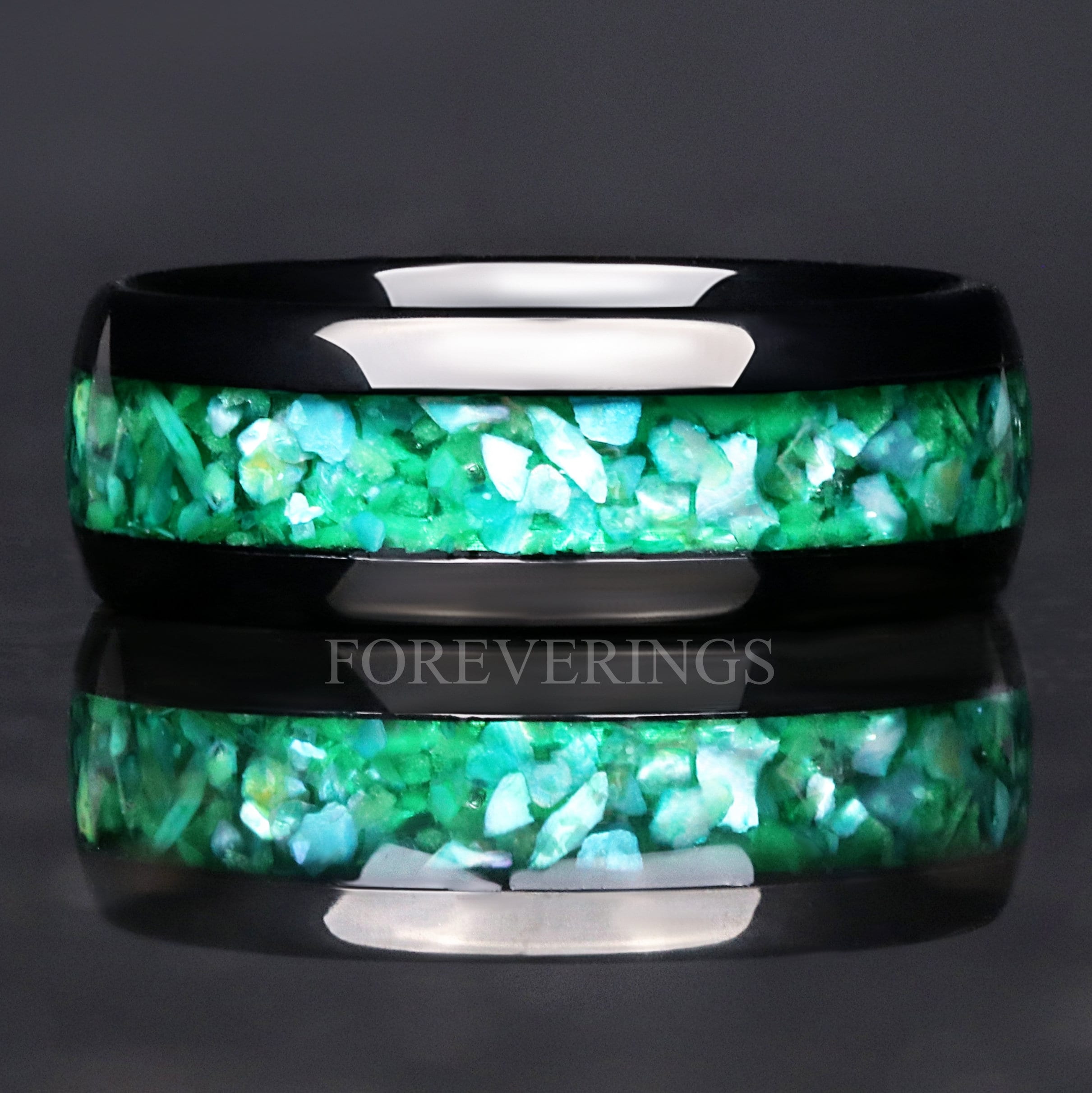 Bague homme verte phosphorescente bague en tungstene noir alliance pour homme 8 mm vernis lisse bague unique pour lui gravure de bague Etsy France