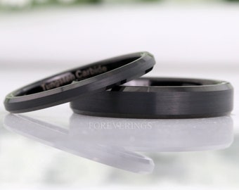 Minimalistischer dünner Wolframring mit Gravur, flach 2 mm 4 mm Herren Damen Ehering, schlichter dünner individuell gravierter Ring