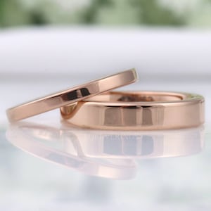 Rose Gold Wedding Band, Simple Flat Tungsten Ring, 2mm-4mm Mens Womens Wedding Band, Polished Rose Gold Band, Custom Engraved Ring