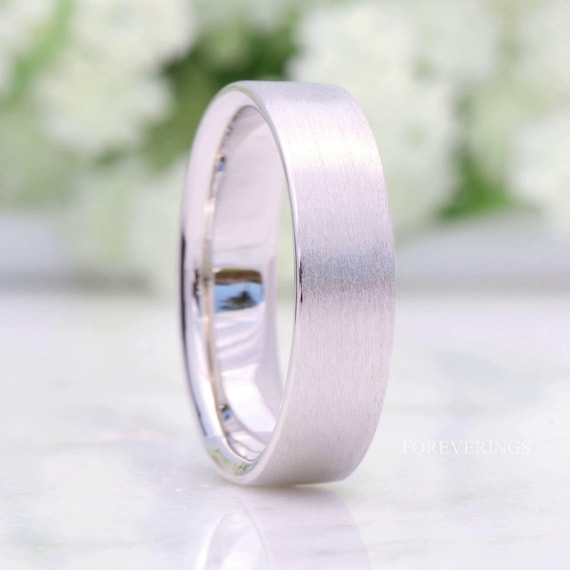 925 Sterling Silver Wedding Band, 6mm Band, No Plating, Brushed Matte,  Comfort Fit, Flat, Mens Womens Ring, Simple Wedding Band 