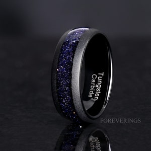 Great Rift Nebula Ring Set Kite Coffin, His and Hers Wedding Band, Black Ring Match, Outer Space Couples Ring, Black Tungsten and 925 Silver image 4