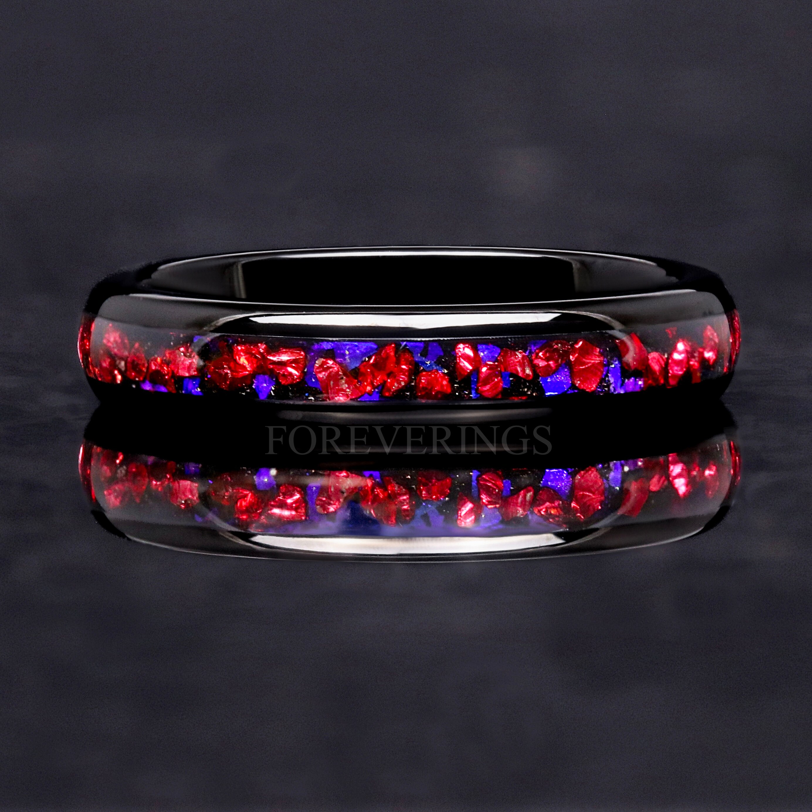Pelican Nebula Ring, 4mm Wedding Band, Black Tungsten Band, Man Woman ...