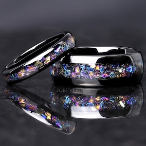 Veil Nebula Ring Set His and Her Tungsten Wedding Band 8mm & - Etsy