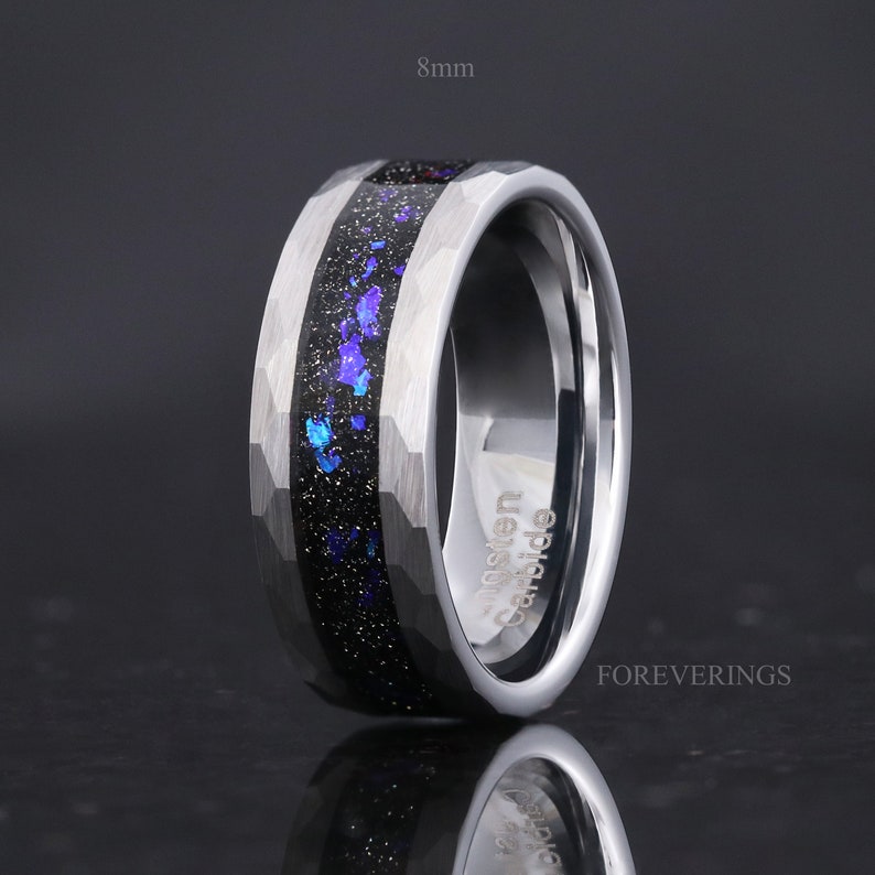 Orion Nebula Ring 8mm-6mm Tungsten Outer Space Ring Men - Etsy
