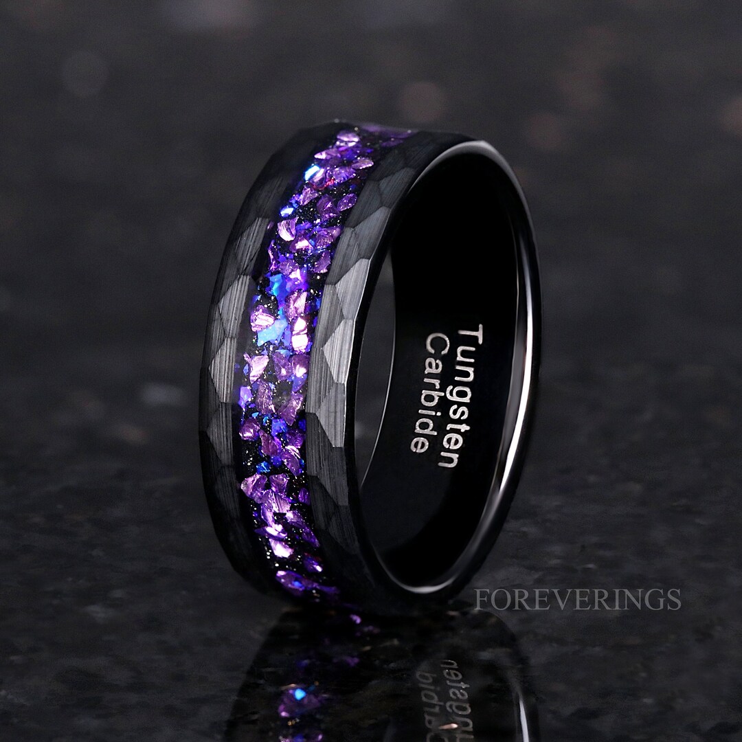 Crab Nebula Hammer Ring, Man Alexandrite Band, Outer Space Ring, 8mm ...