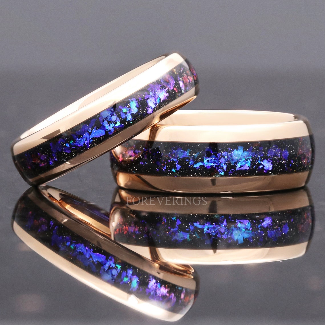 Orion Nebula Ring 8mm-6mm-4mm Tungsten Outer Space Ring Rose image 1