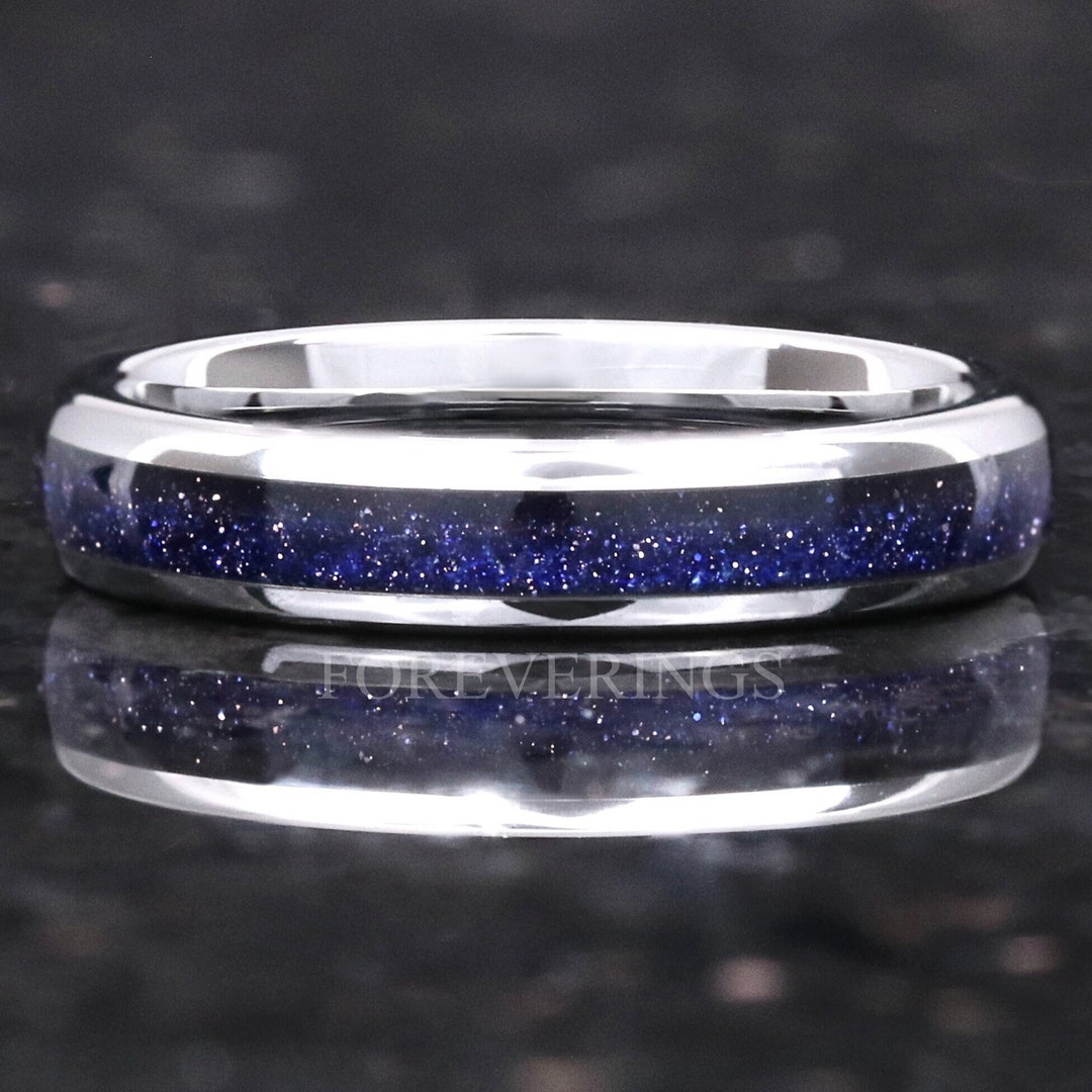 Great Rift Nebula Ring Set, His and Hers Tungsten Wedding Band, 6mm & 4mm  Black Ring, Outer Space Couples Ring, Polish, Dome, Comfort Fit 