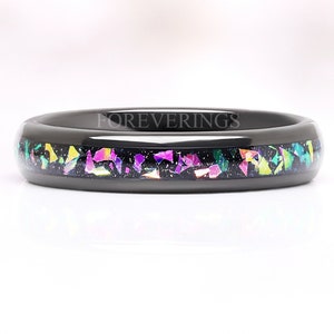 Cass Supernova Black Nebula Ring 4mm Wedding Band, Black Outer Space Ring, Cosmos Color Changing Band, Unique Women Men Ring, Ring Engraving