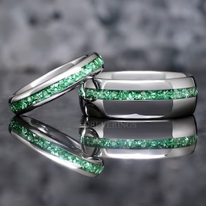 Glow Meteorite and Galaxy Opal Ring Set, His and Hers Glow Meteorite and Galaxy Opal Ring Set, His and Hers