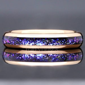 Orionnebel Ring Rosegold, 4mm Wolframring, Hochzeitsring, Weltraumring, Frauen Männerring, Rotgoldring, Kuppel, Ring Gravur