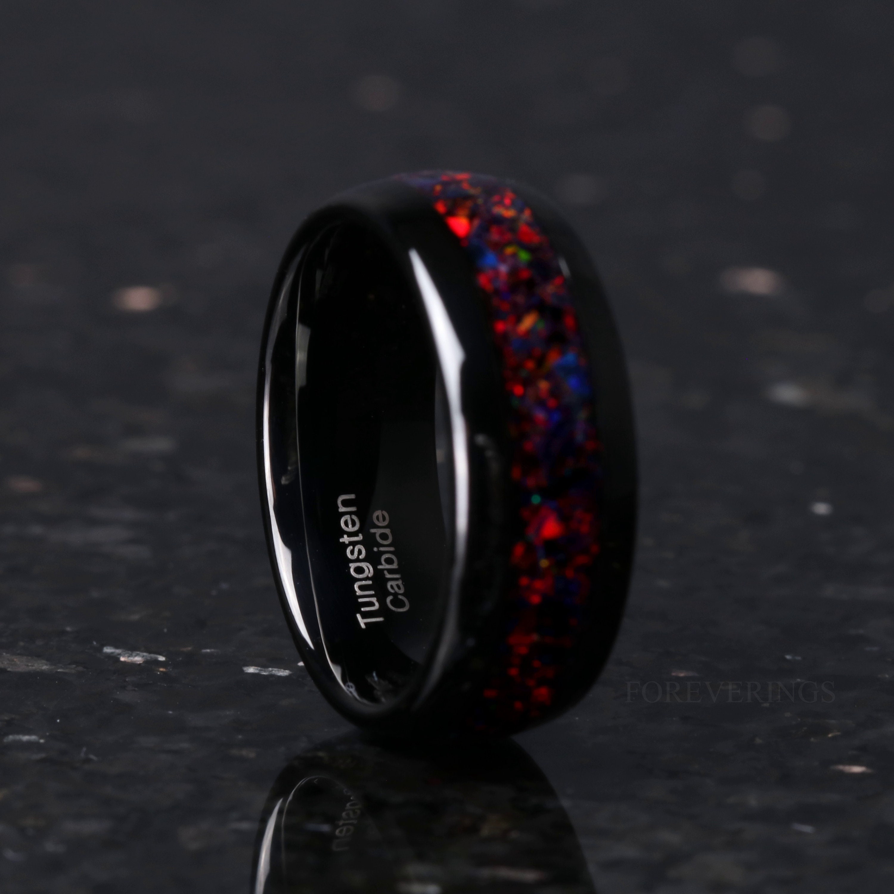 Anillo de ópalo de fuego negro de 8 mm-6 mm anillo de - Etsy México