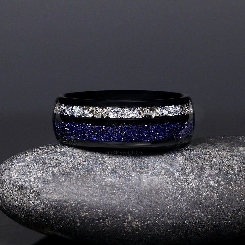 Mens Rift Nebula Ring, Starry Night Wedding Band, Space Ring, Black ...