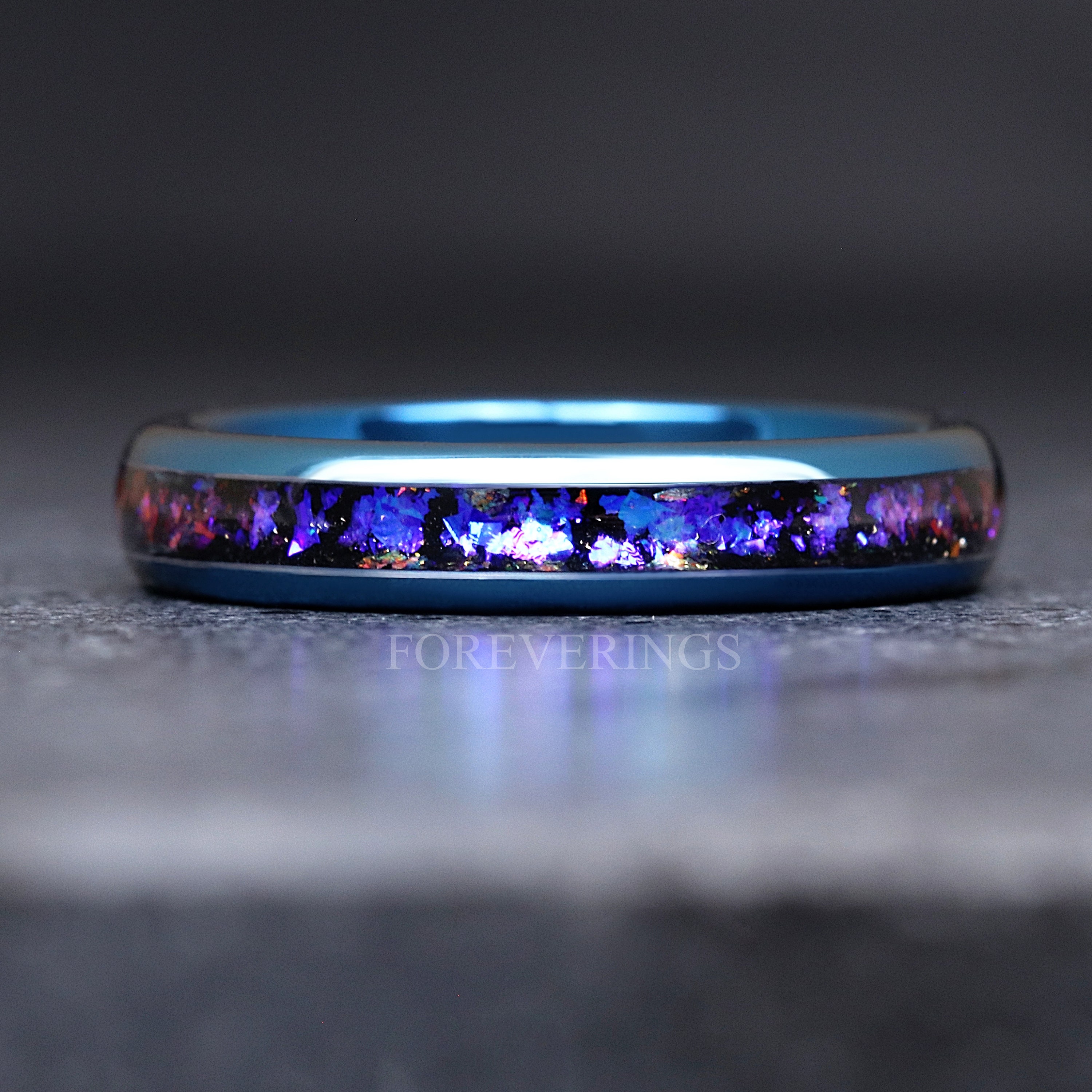 Orion Nebula Ring Blue, 4mm Tungsten Wedding Band, Outer Space Ring ...